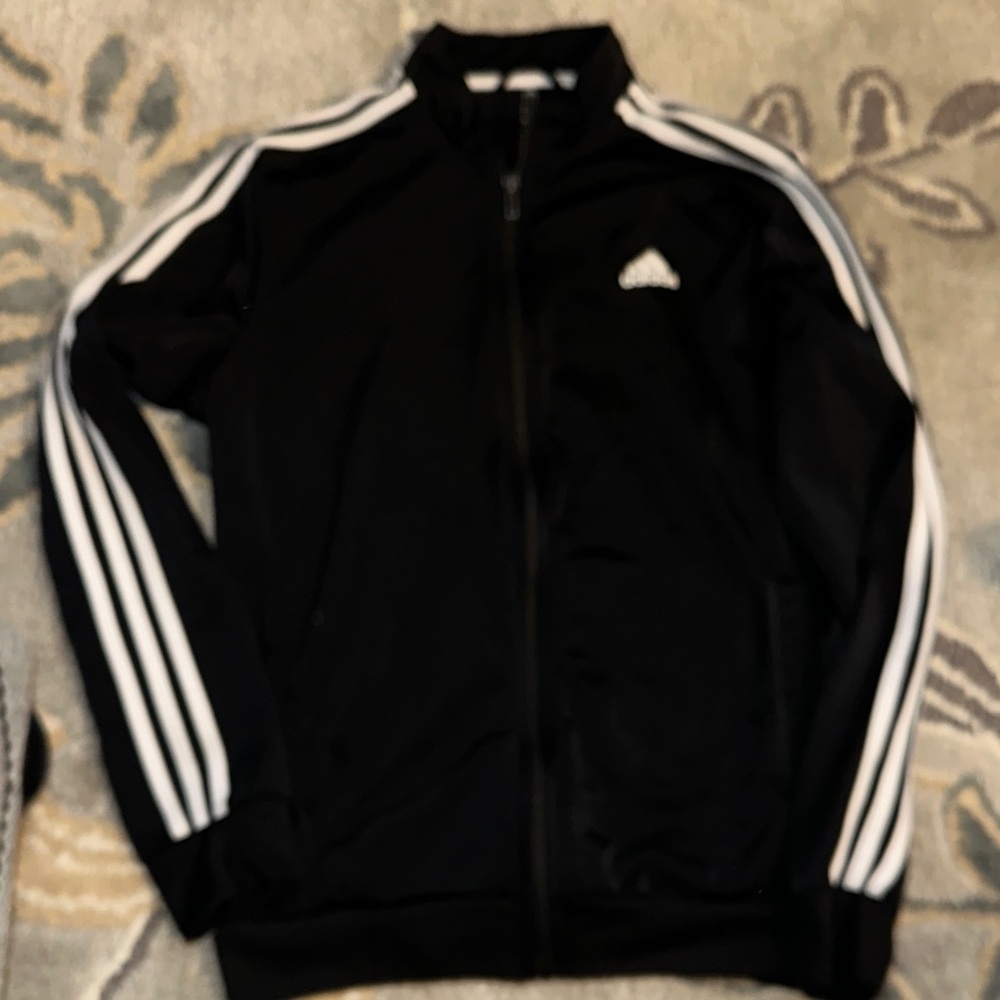 Adidas Black Track Jacket with White Stripes